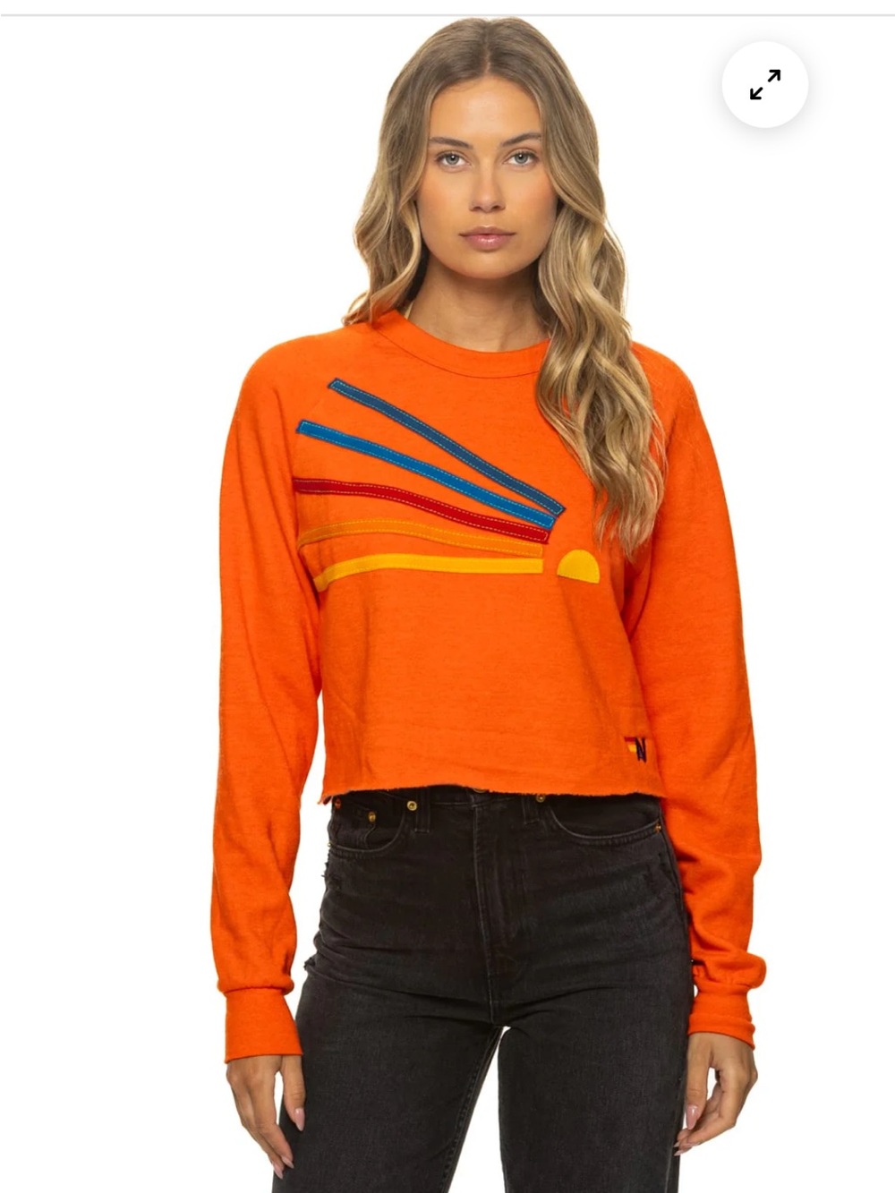 Aviator Nation Orange Cropped Sunset Stripe Sweatshirt BRAND NEW